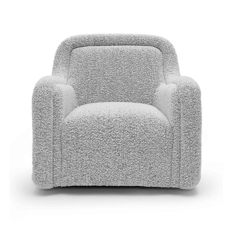 Pemberly Row Transitional Upholstered  Gray Boucle Swivel Chair
