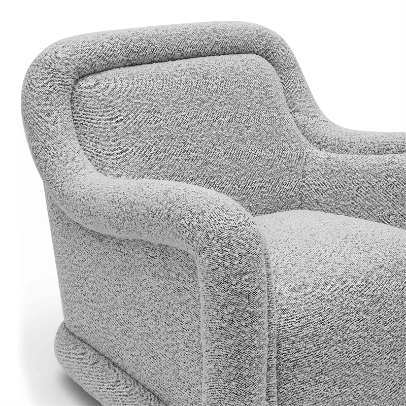 Pemberly Row Transitional Upholstered  Gray Boucle Swivel Chair