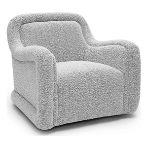 Pemberly Row Transitional Upholstered  Gray Boucle Swivel Chair