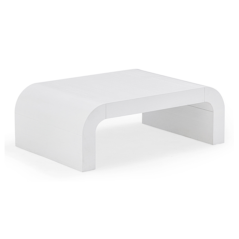 Pemberly Row Modern / Contemporary Hump White Finish Coffee Table