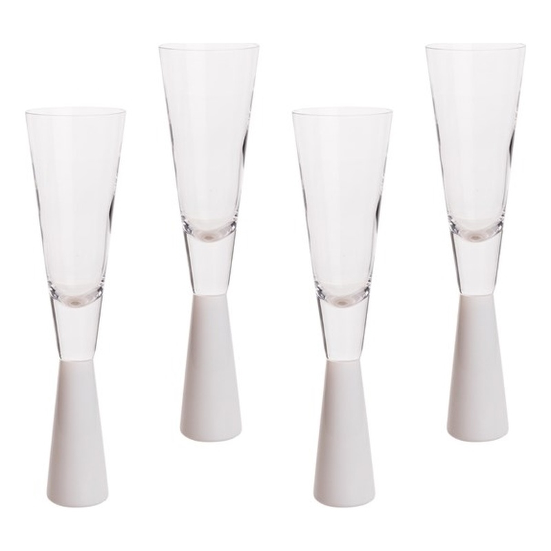 Pemberly Row Transitional White Champagne Glasses - Set of 4