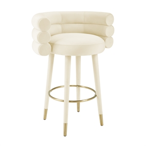 Pemberly Row Handmade Modern / Contemporary Cream Velvet Barstool