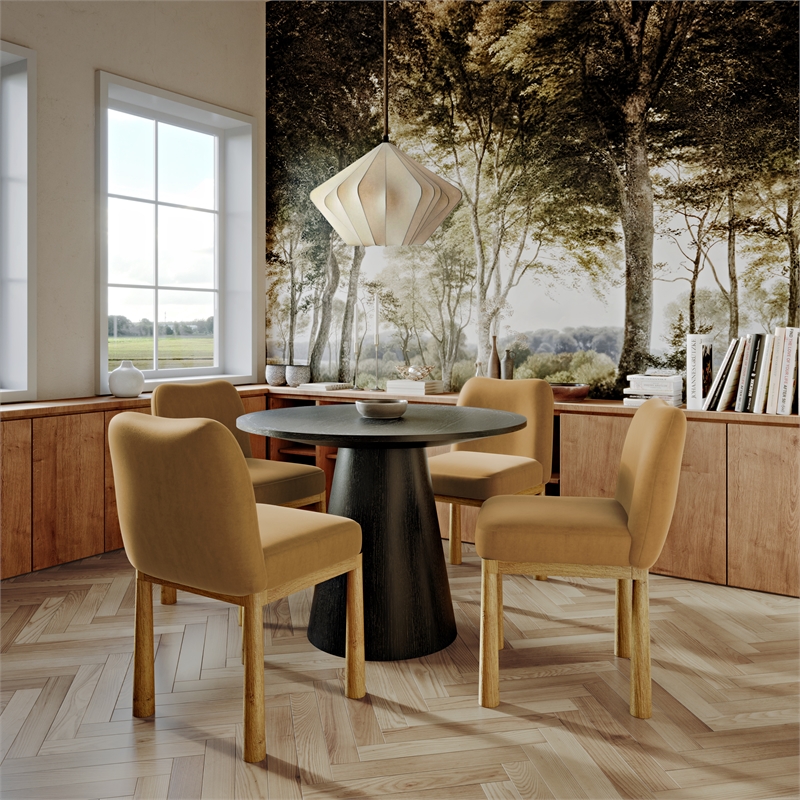 Pemberly Row Modern / Contemporary Cognac Velvet Oak Dining Chair