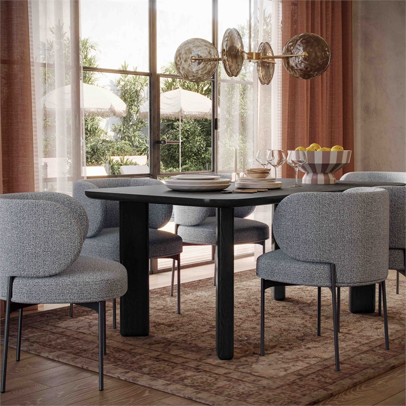 Pemberly Row Contemporary Speckled Grey Performance Boucle Dining Chair