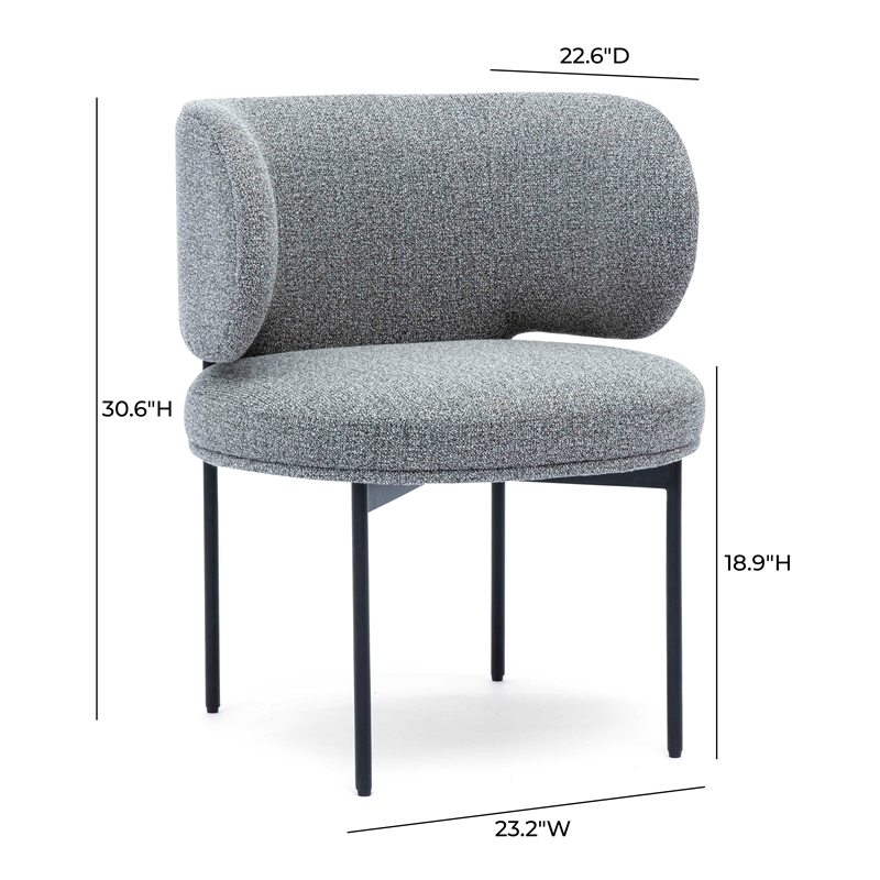 Pemberly Row Contemporary Speckled Grey Performance Boucle Dining Chair