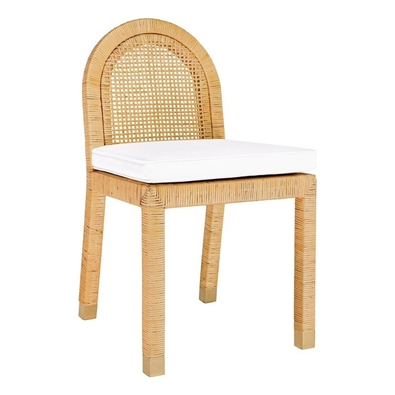 Pemberly Row Farmhouse Natural Rattan Arched Back Dining Chair