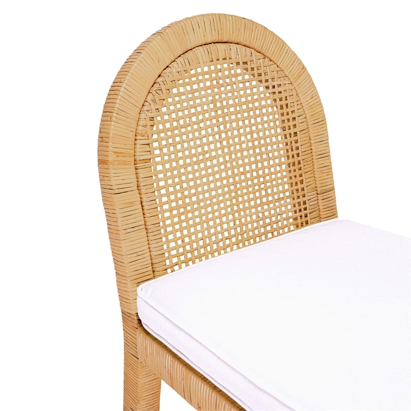 Pemberly Row Farmhouse Natural Rattan Arched Back Dining Chair