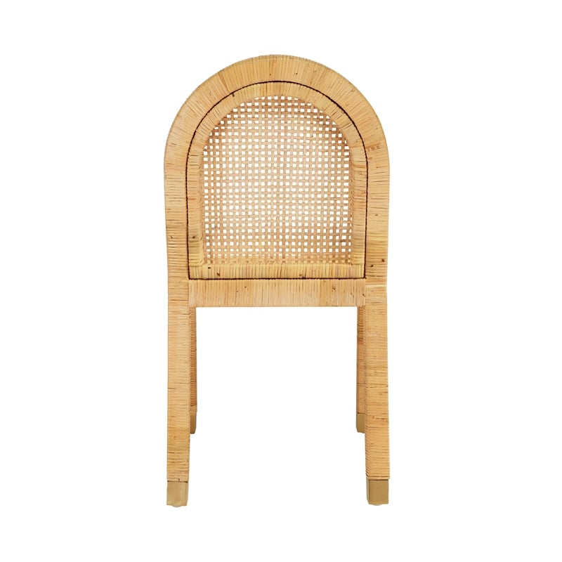 Pemberly Row Farmhouse Natural Rattan Arched Back Dining Chair