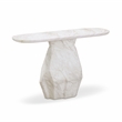 Pemberly Row Contemporary White Faux Marble Long Console Table