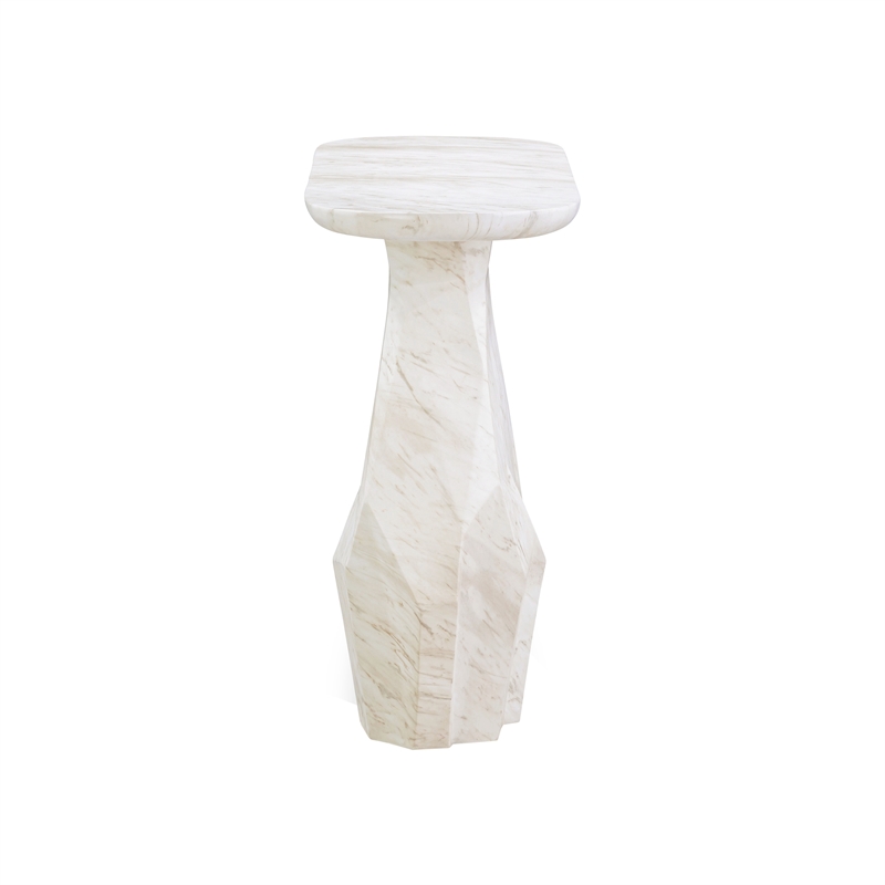 Pemberly Row Contemporary White Faux Marble Long Console Table