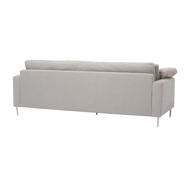 Pemberly Row Transitional Light Grey Textured Velvet Lounge Sofa