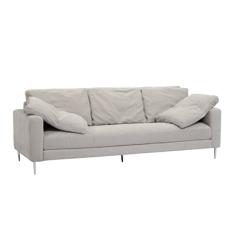 Pemberly Row Transitional Light Grey Textured Velvet Lounge Sofa
