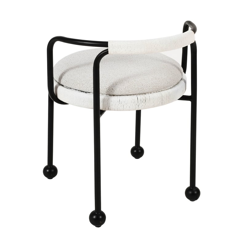 Pemberly Row Contemporary Upholstered  Cream Outdoor Dining Chair