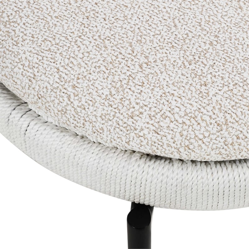 Pemberly Row Contemporary Upholstered  Cream Outdoor Dining Chair