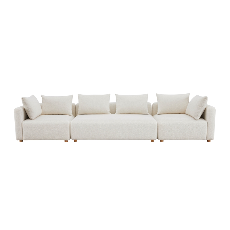 Pemberly Row Handmade Contemporary Cream Upholstered 145