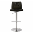 Pemberly Row Transitional Black Vegan Leather on Silver Adjustable Stool