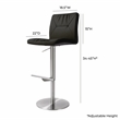 Pemberly Row Transitional Black Vegan Leather on Silver Adjustable Stool