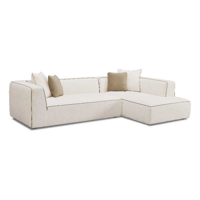 Pemberly Row Contemporary Cream Linen Right-Arm Facing Sectional