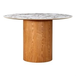 Pemberly Row Transitional Ceramic White Marble Round Dinette Table