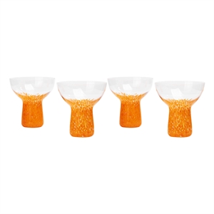 Pemberly Row Dottie Dots Glass Cocktail in Clear/Orange (Set of 4)