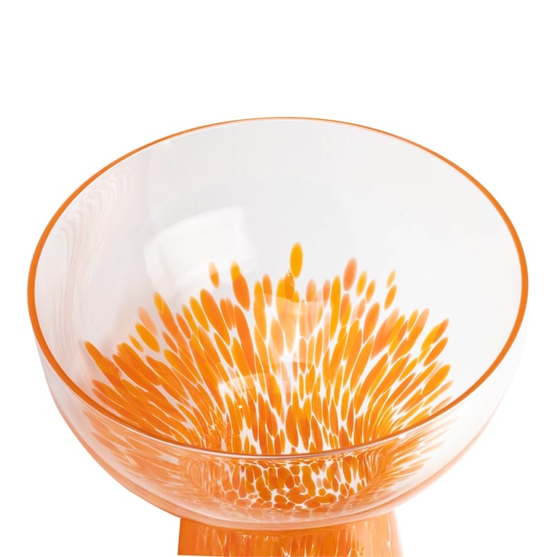 Pemberly Row Dottie Dots Glass Cocktail in Clear/Orange (Set of 4)