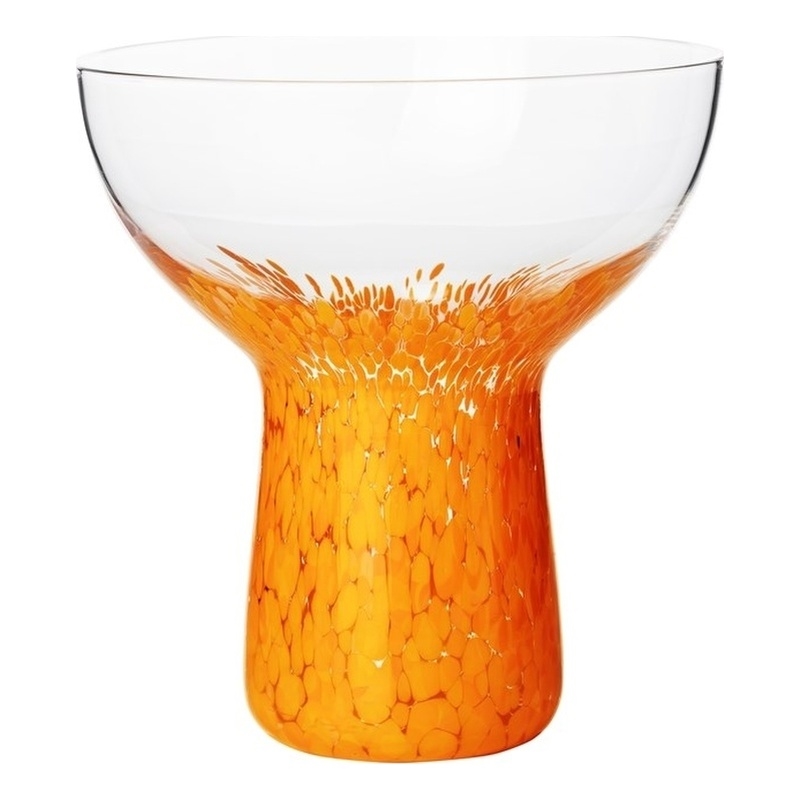 Pemberly Row Dottie Dots Glass Cocktail in Clear/Orange (Set of 4)