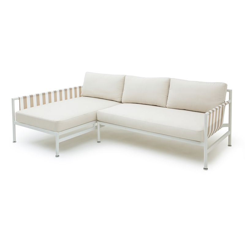 Pemberly Row Handmade Contemporary Cream Outdoor Sectional - LAF