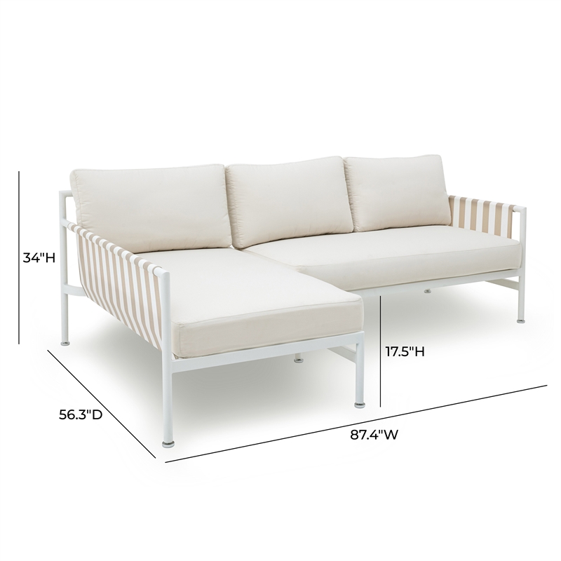 Pemberly Row Handmade Contemporary Cream Outdoor Sectional - LAF