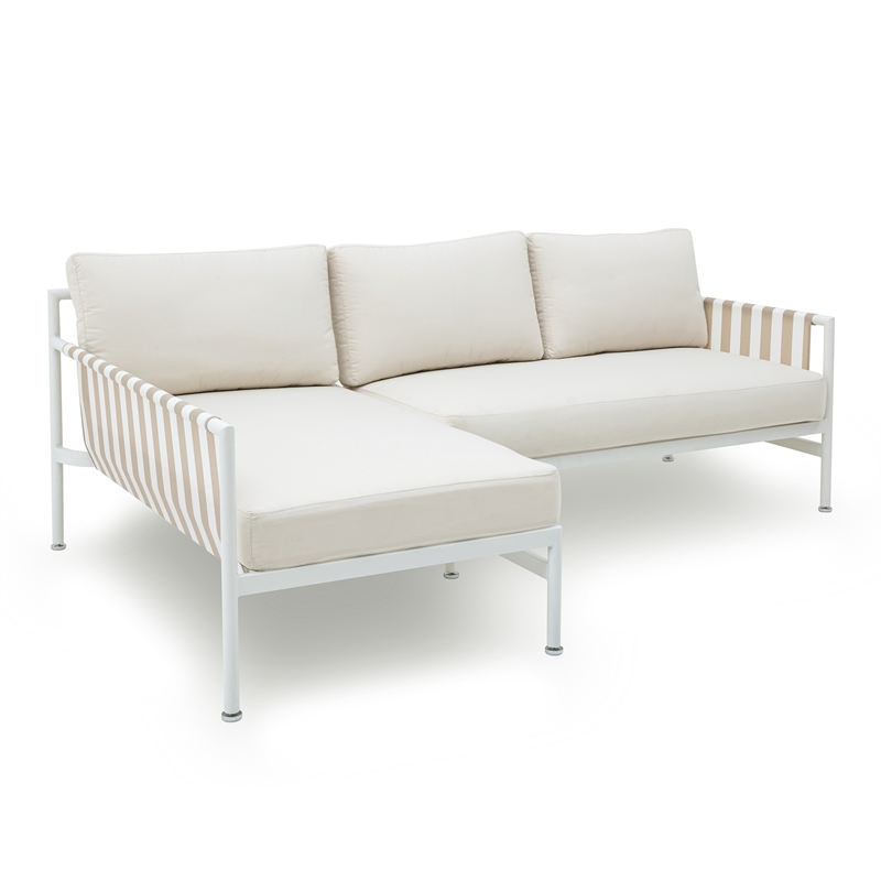 Pemberly Row Handmade Contemporary Cream Outdoor Sectional - LAF