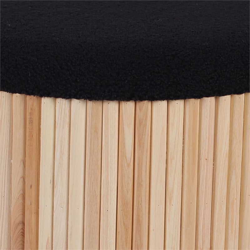 Pemberly Row Upholstered Fabric & MDF Storage Ottoman in Black