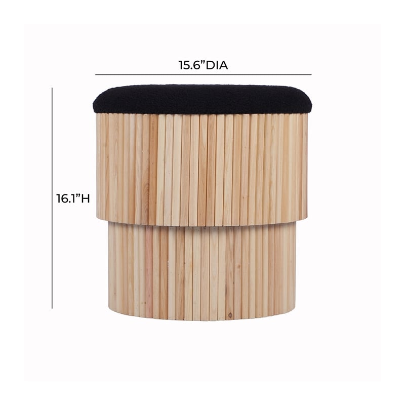 Pemberly Row Upholstered Fabric & MDF Storage Ottoman in Black