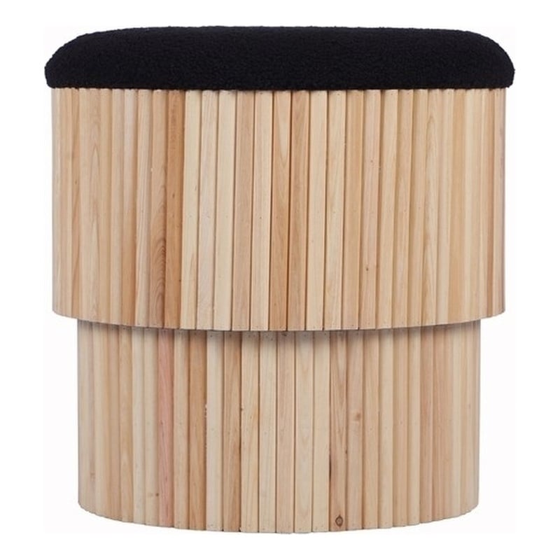 Pemberly Row Upholstered Fabric & MDF Storage Ottoman in Black