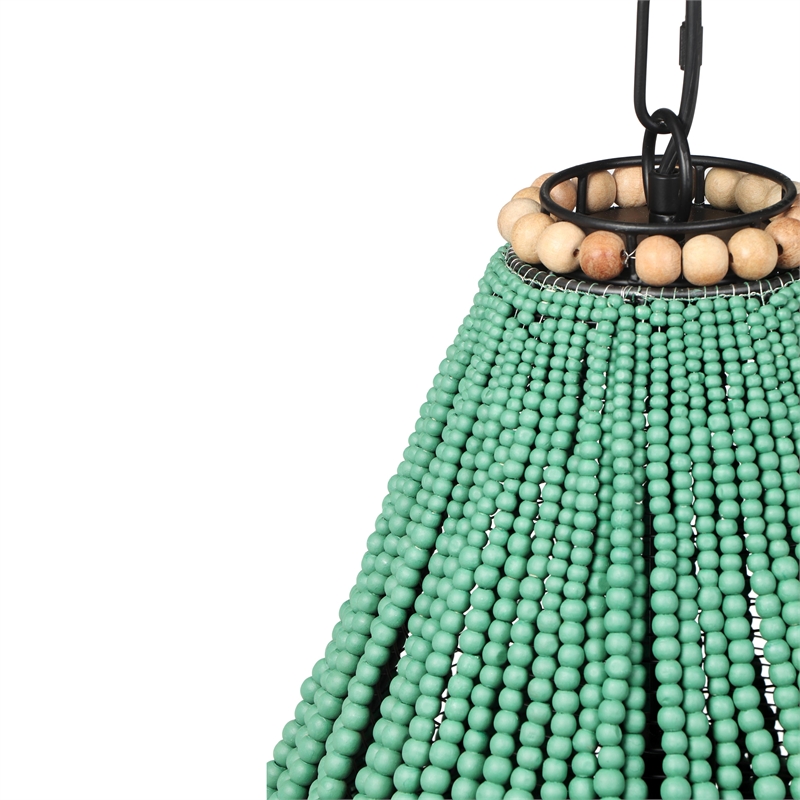 Pemberly Row Handmade Transitional Green Wooden Bead Chandelier