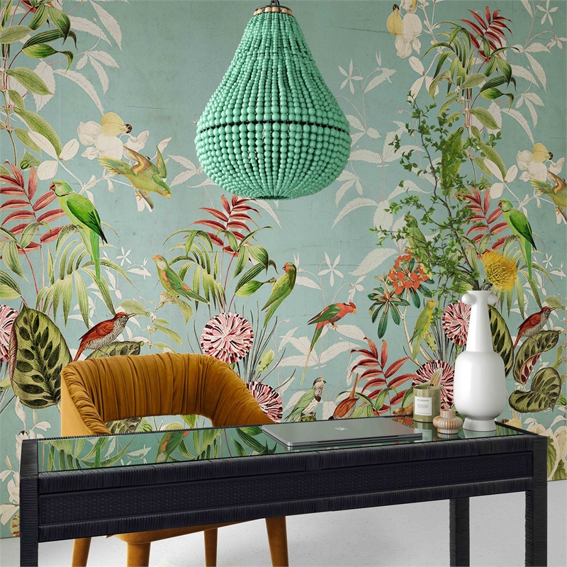 Pemberly Row Handmade Transitional Green Wooden Bead Chandelier