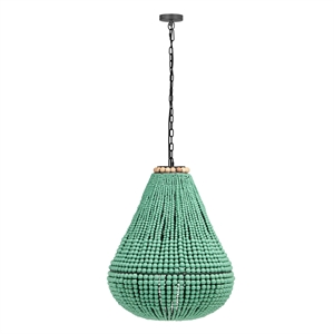 Pemberly Row Handmade Transitional Green Wooden Bead Chandelier