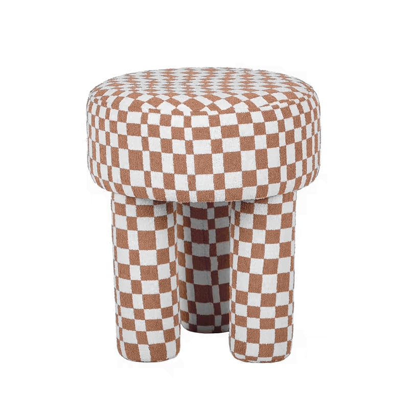Pemberly Row Handmade Contemporary Brown Checkered Boucle Stool