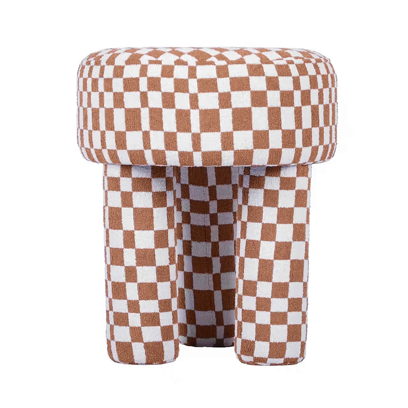 Pemberly Row Handmade Contemporary Brown Checkered Boucle Stool