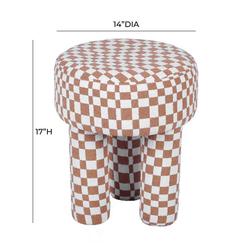 Pemberly Row Handmade Contemporary Brown Checkered Boucle Stool
