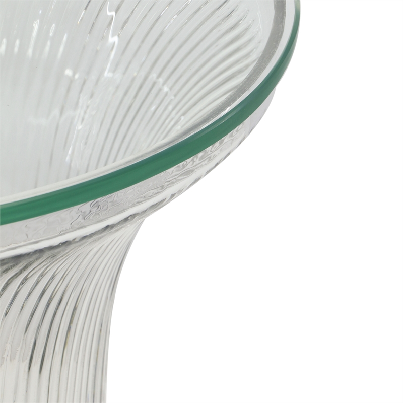 Pemberly Row Handmade Contemporary Clear Glass Flared Side Table