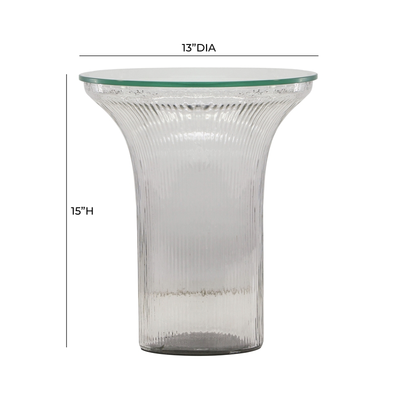 Pemberly Row Handmade Contemporary Clear Glass Flared Side Table