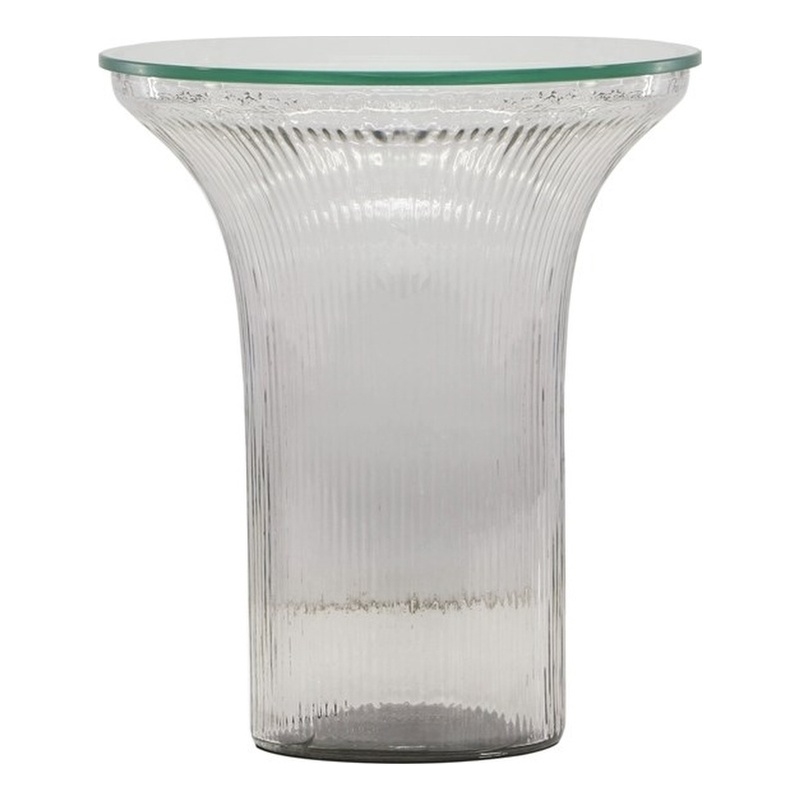 Pemberly Row Handmade Contemporary Clear Glass Flared Side Table