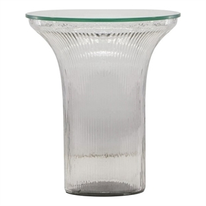 Pemberly Row Handmade Contemporary Clear Glass Flared Side Table