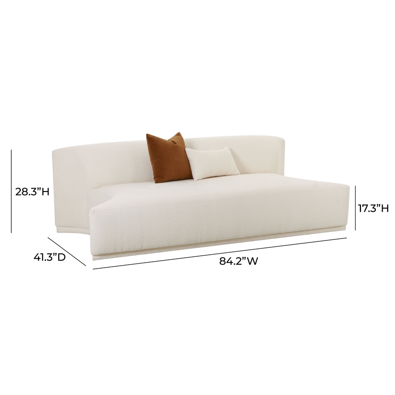 Pemberly Row Transitional Cream Boucle Modular Armless Loveseat