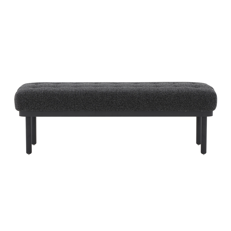 Pemberly Row Handmade Transitional Black Finish Boucle Bench
