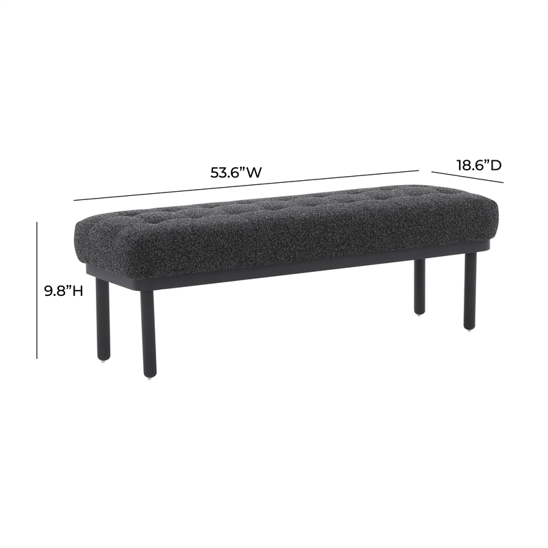 Pemberly Row Handmade Transitional Black Finish Boucle Bench