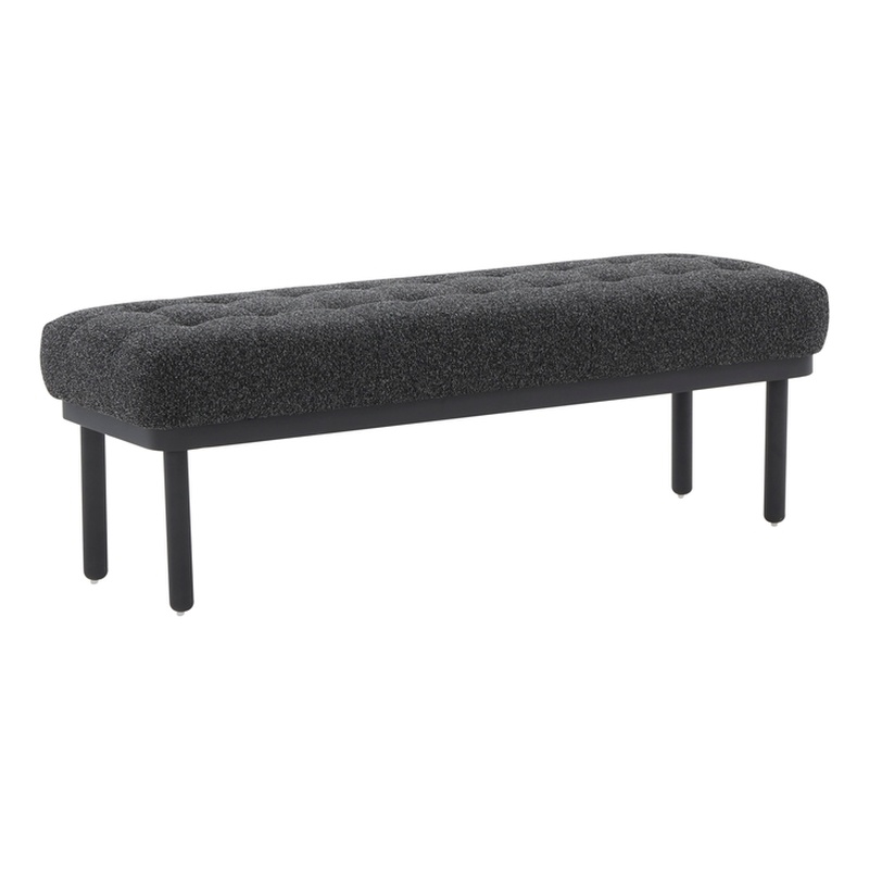 Pemberly Row Handmade Transitional Black Finish Boucle Bench