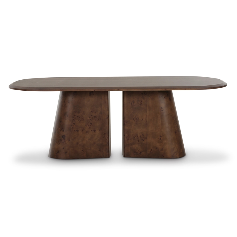 Pemberly Row Contemporary Brown Burl Oval 87 inch Dining Table