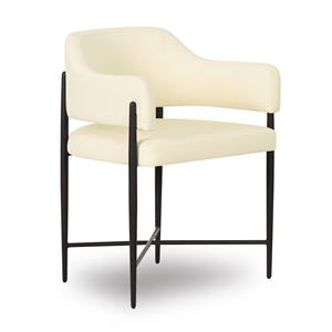Pemberly Row Contemporary Upholstered Cream Vegan Leather Dining Chair