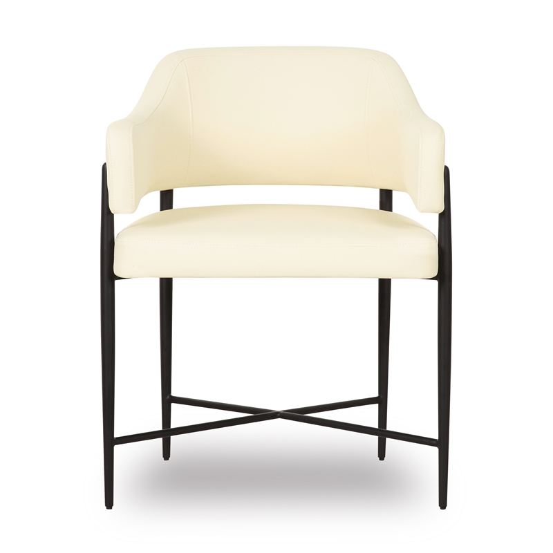 Pemberly Row Contemporary Upholstered Cream Vegan Leather Dining Chair