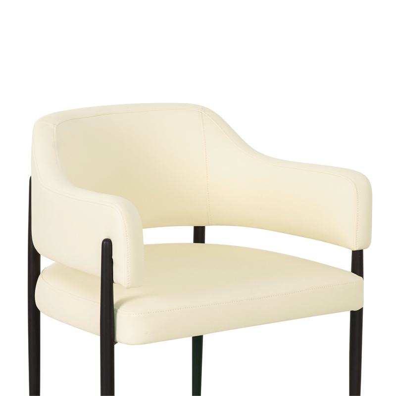 Pemberly Row Contemporary Upholstered Cream Vegan Leather Dining Chair